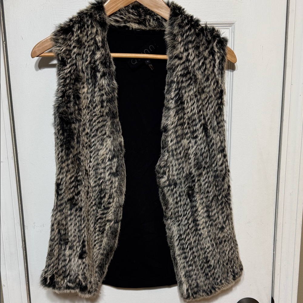 Quinn Black and Gray Fur Vest